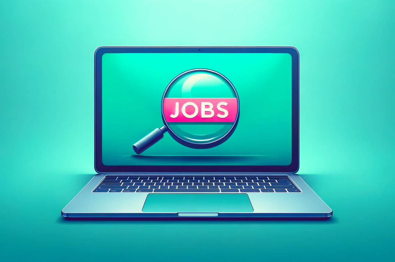 A computer with a magnifying glass over the word “Jobs” to represent Job Board Alternatives to Indeed