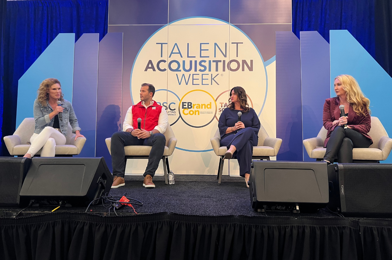 A panel of speakers discussing the future of talent acquisition for our latest TA Week recap